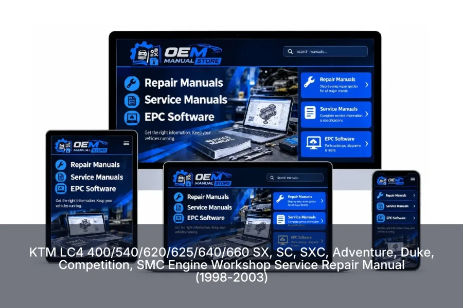 KTM LC4 400/540/620/625/640/660 SX, SC, SXC, Adventure, Duke, Competition, SMC Engine Workshop Service Repair Manual (1998-2003)